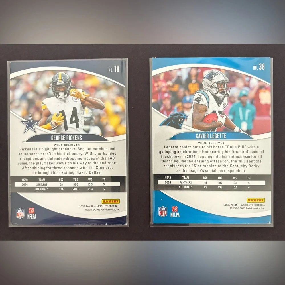 2025 Panini Absolute Football WR Card‎ Lot – 10 Cards | Mint